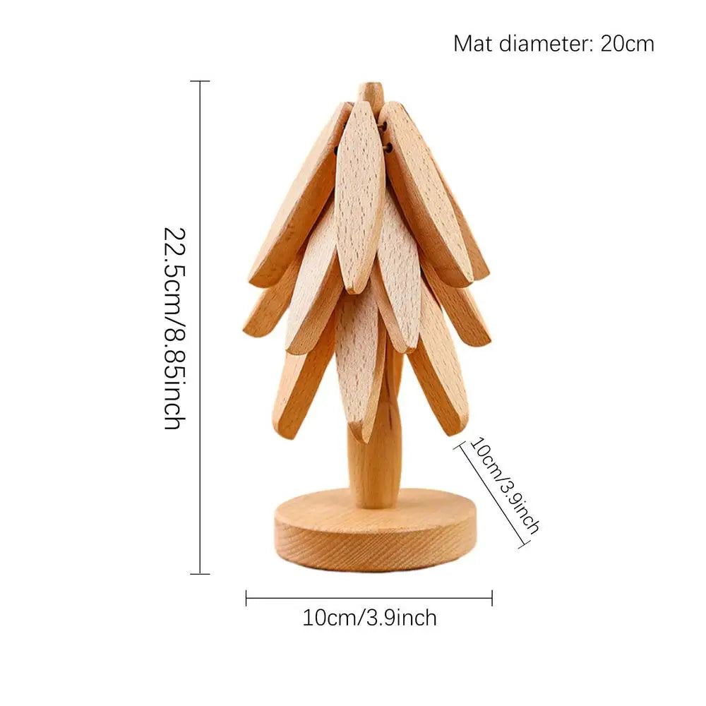 Tree Design Stand Wooden Trivets Decorative anti Scald Heat Resistant Table Mat Coaster Wood Placemats Pot