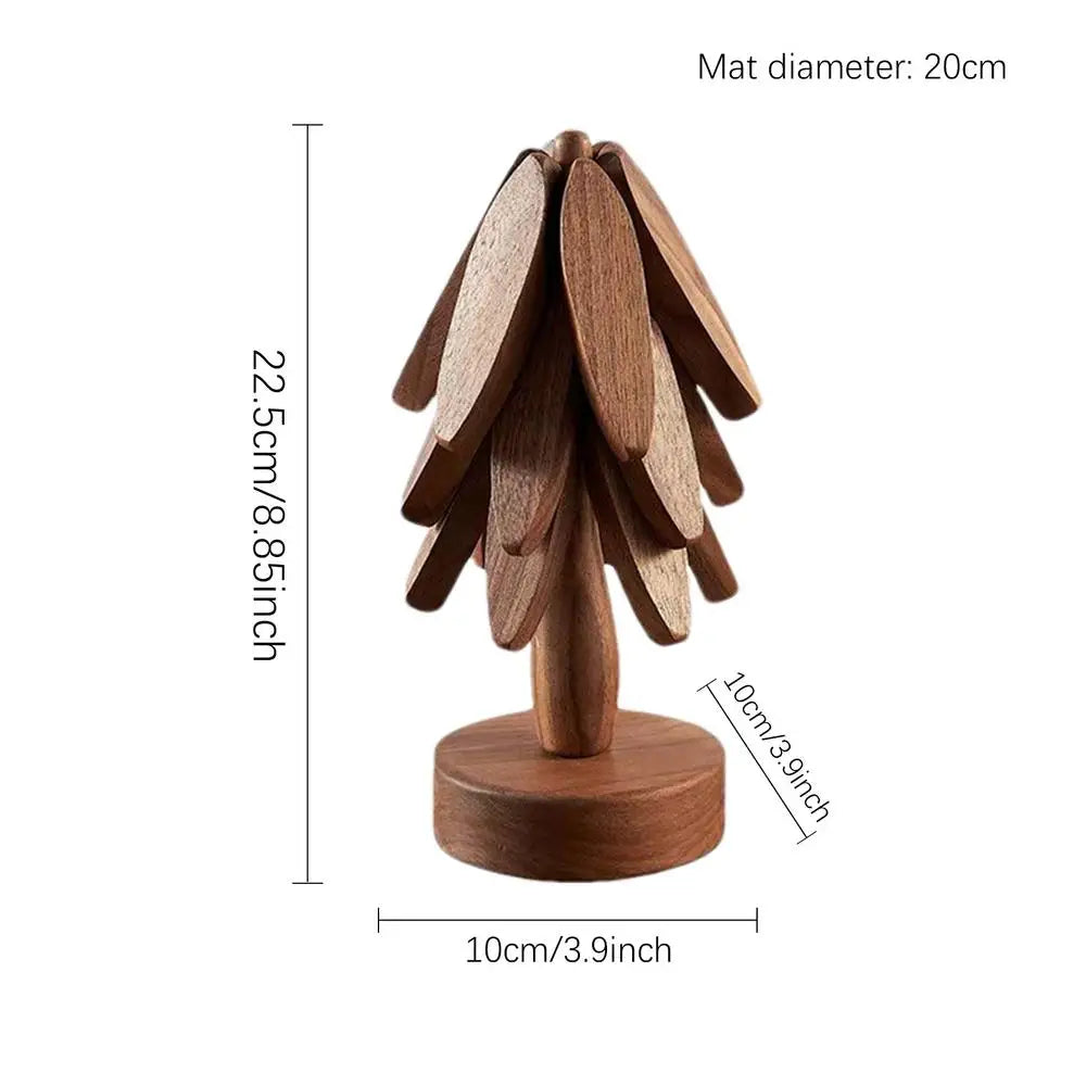 Tree Design Stand Wooden Trivets Decorative anti Scald Heat Resistant Table Mat Coaster Wood Placemats Pot